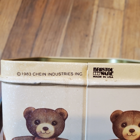 Vintage 1983‎ bristolware chein industries teddy bear metal tin with handles - Picture 6 of 8